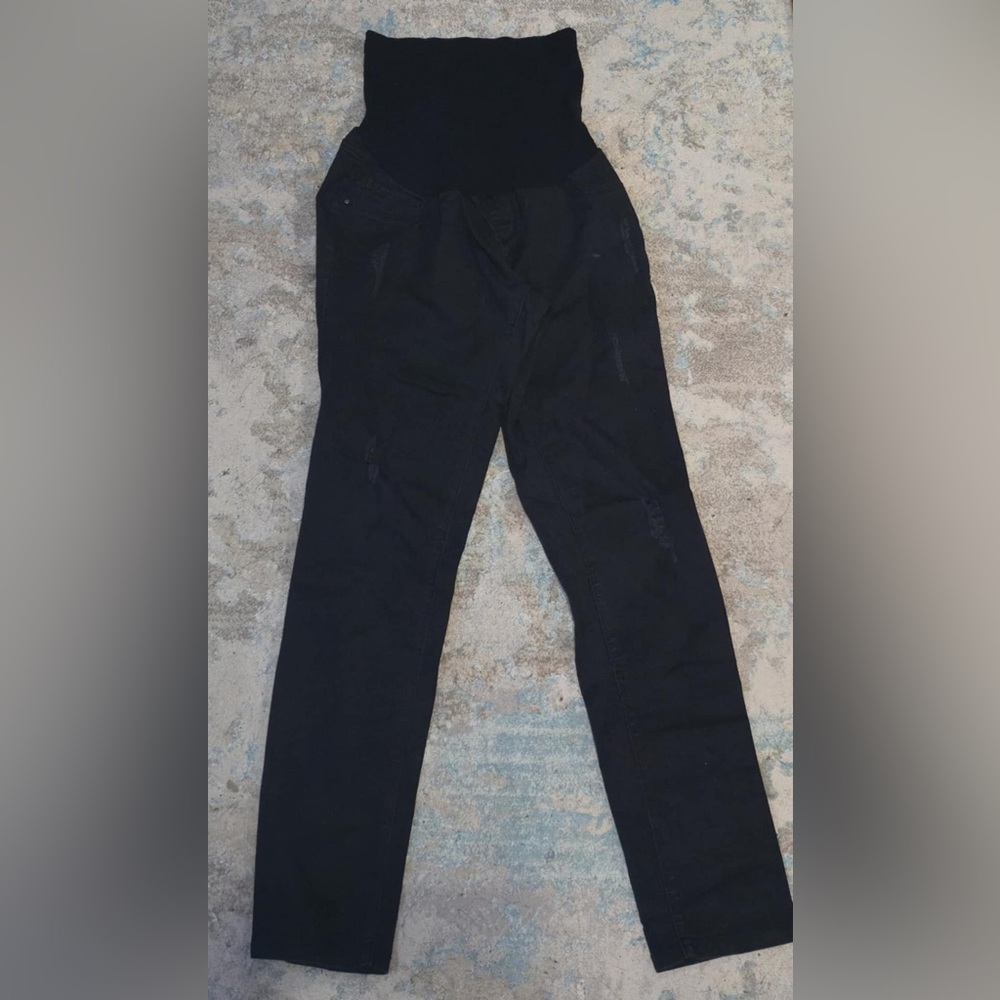Oh Baby by Motherhood Black Distressed Work Pants M